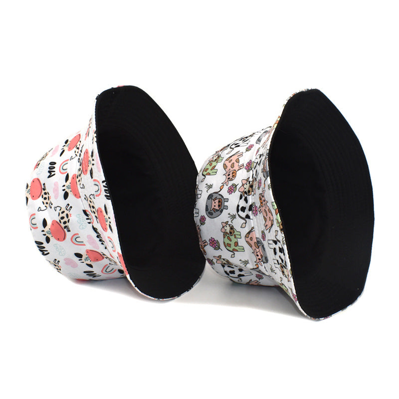 Wholesale Cow Pattern Outdoor Travel Cotton Fisherman Hat